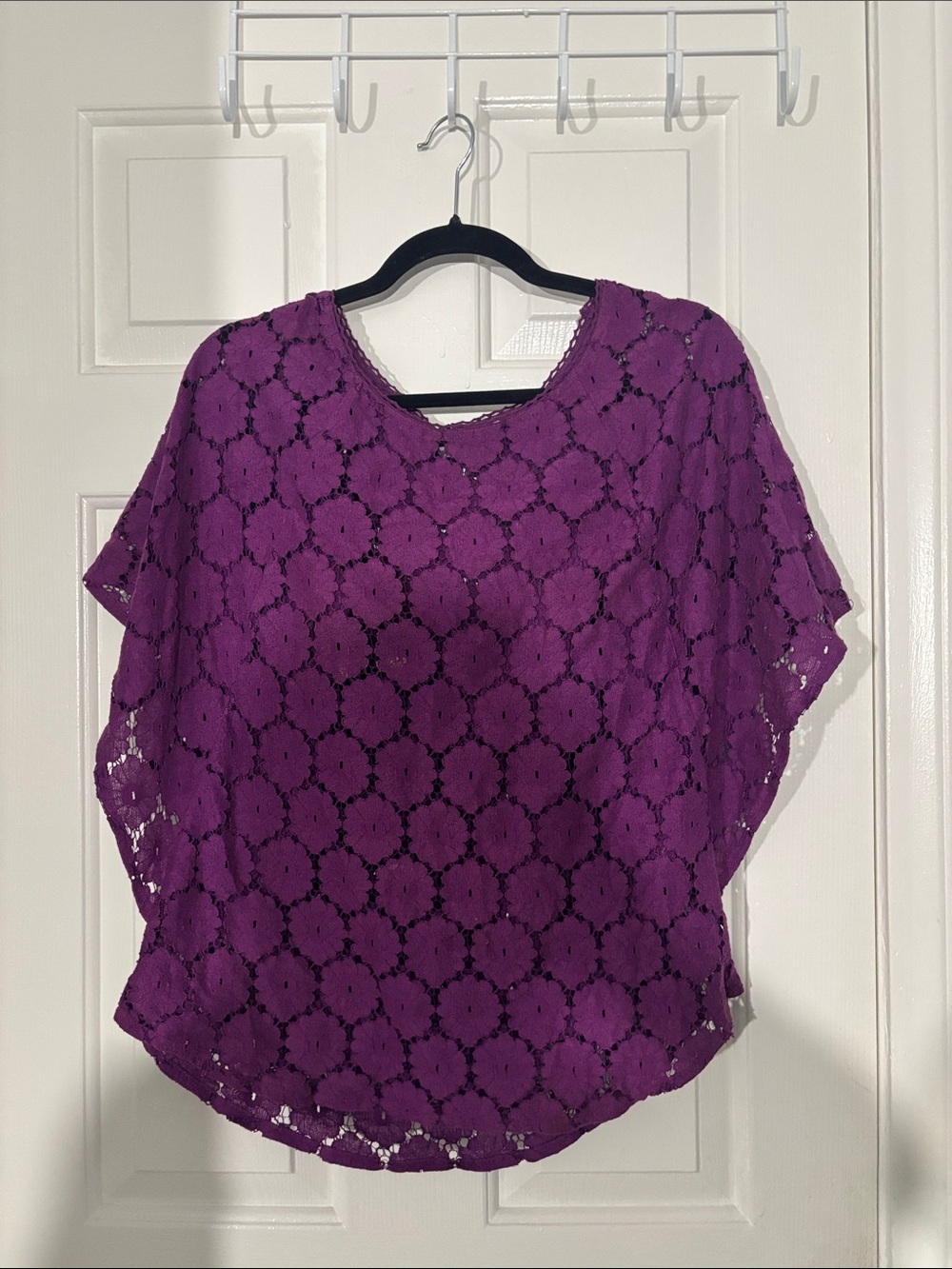 Isaac Mizrahi Purple Crochet Lace Tunic Top